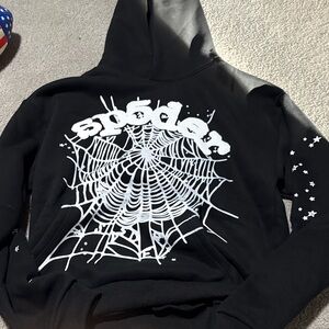 Spider Black Hoodie with White Web Design